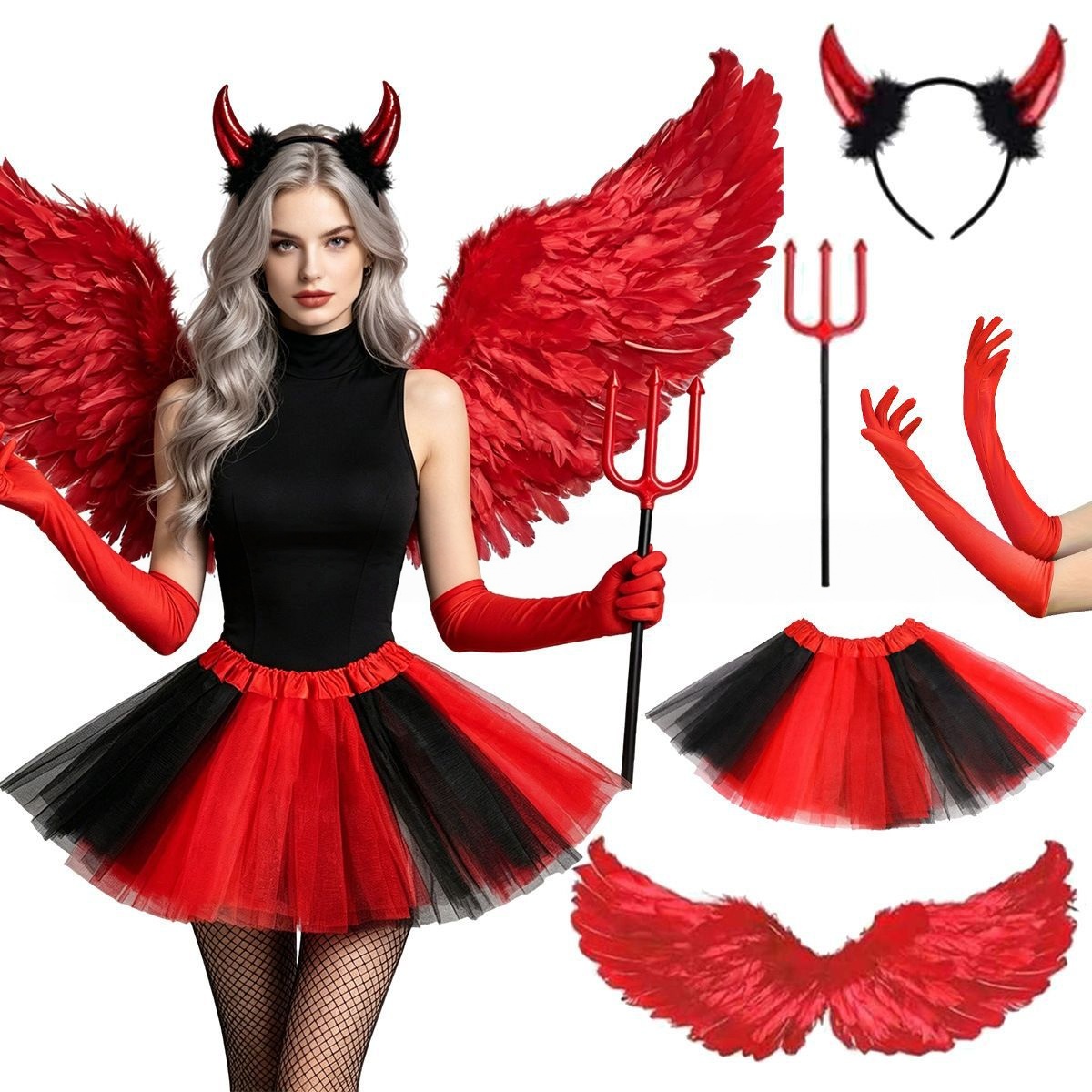 Halloween Cosplay Red Devil He - Women'S Red Accessories review and price