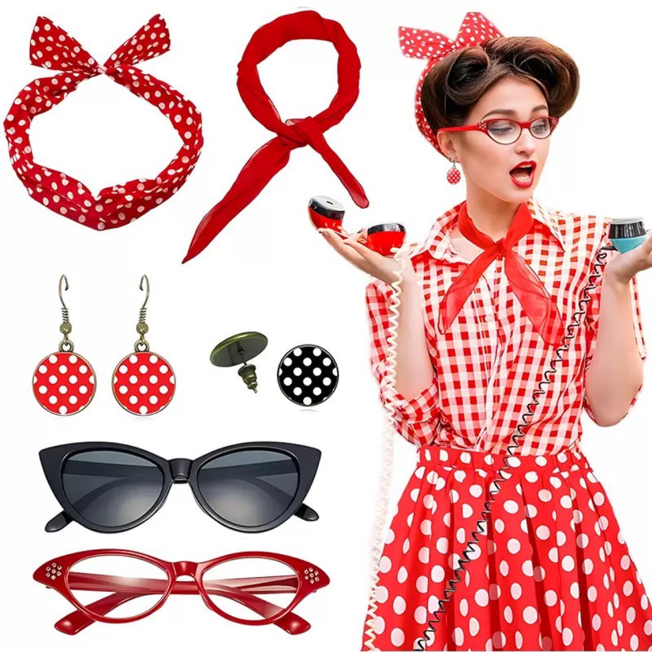 1950s Retro Hippie Party Women - Women'S Accessories In The 1950S review and price